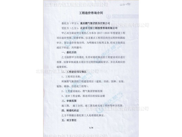 重慶燃?xì)饧瘓F(tuán)股份有限公司工程造價(jià)咨詢合同 (1)